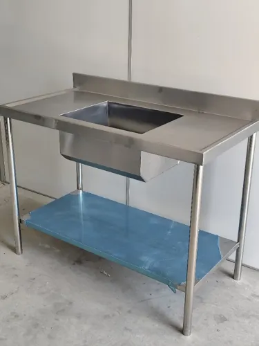 Pia inox profissional 1 bojo 1,10×0,60×0,90 m com prateleira inferior