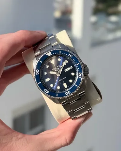 Seiko 5 sports azul relógio automático 