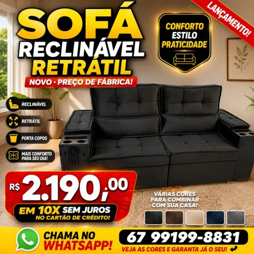 Sofá reclinável na oferta hoje entrego veja cores