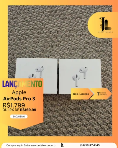 APPLE AIRPODS PRO 3, LACRADO, LANÇAMENTO!