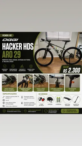 Bicicleta Oggi Hacker HDS Aro 29 - Quadro 17 | Shimano ESSA | Freio Hidráulico | R$ 2.300