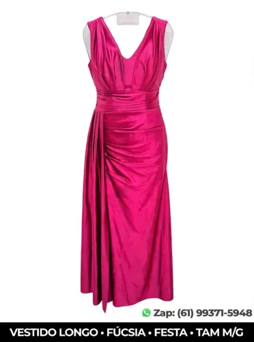 Vestido longo fucsia festa M/G