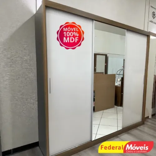 Guarda Roupa 100% MDF c/ Espelho 4 Gavetas 3 Portas OFF WHITE CAMPEÃO EM VENDAS