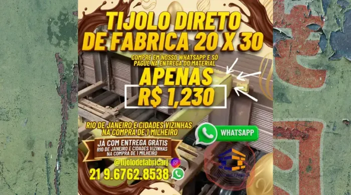 tijolo 10 furos 20x30 para construção civil 