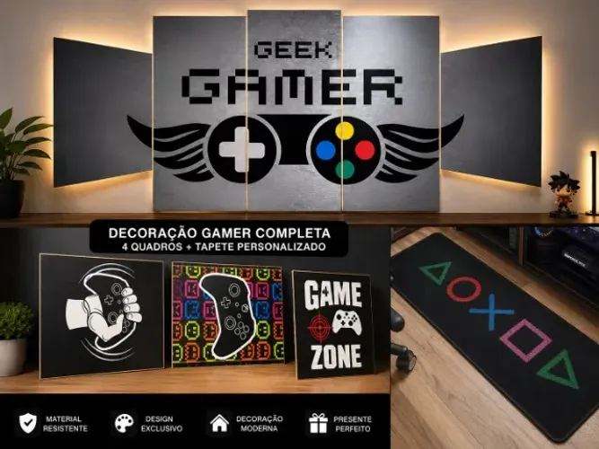 Kit Decoração Quarto Gamer