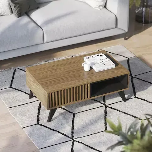 Mesa de Centro Colibri Jeri MDP com Pés de Madeira Maciça - Barateiro Virtual