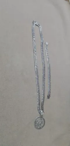 CORRENTE DE PRATA 10MM E PULSEIRA 10MM