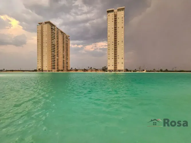 Apartamento de luxo com lagoa e praia artificial para venda com móveis, próximo ao Colégio