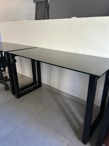 Mesa Executiva 1,50m em Vidro Temperado 10mm e Aço