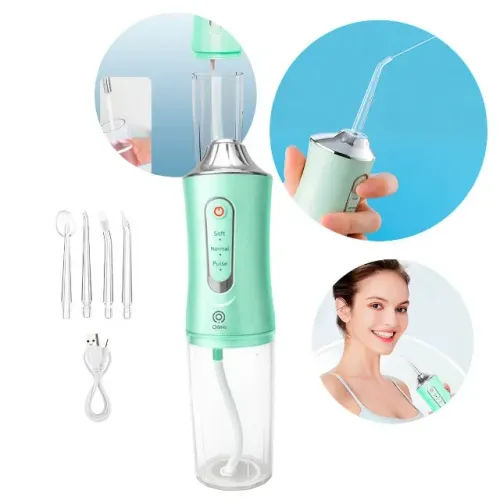 Irrigador Oral Elétrico Portátil com 4 Bicos [Verde Claro]