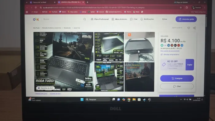 Notebook gamer acer nitro v15 com i5 e rtx 4050 e 24gb de ram