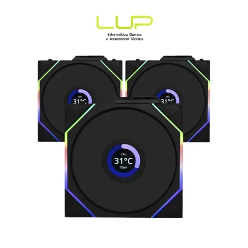 (LOJA FÍSICA) Kit Fan Com 3 Unidades Lian Li Uni Fan TL Wireless - Com tela