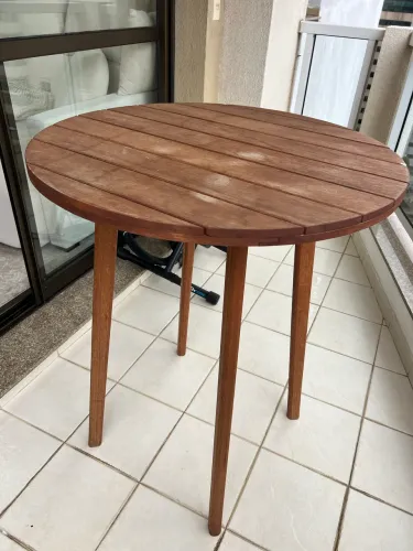 Mesa de Jardim Redonda Bistrô em Madeira 100x80x80