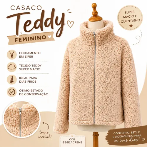 Casaco Teddy feminino 