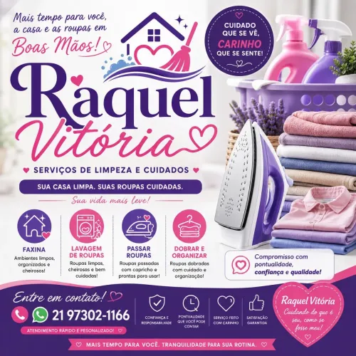 Precisando de faxineira? Me chama que eu vou!