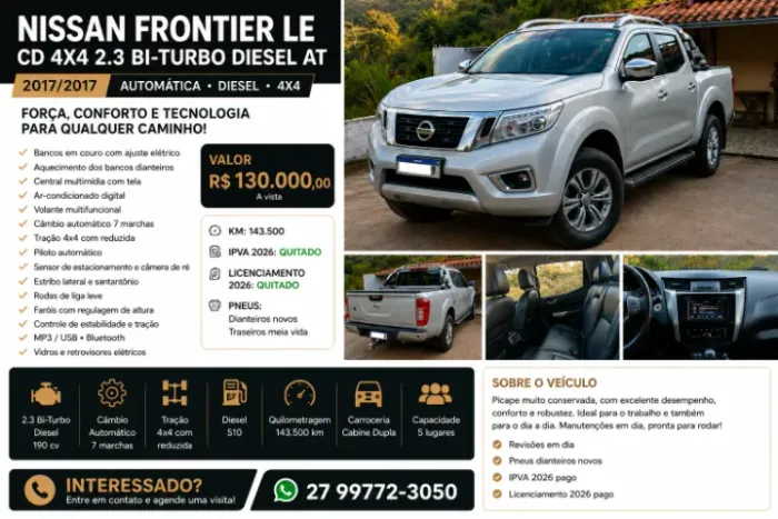 Nissan Frontier LE CD 4X4 2.3 Bi-TB Diesel Aut. 2017