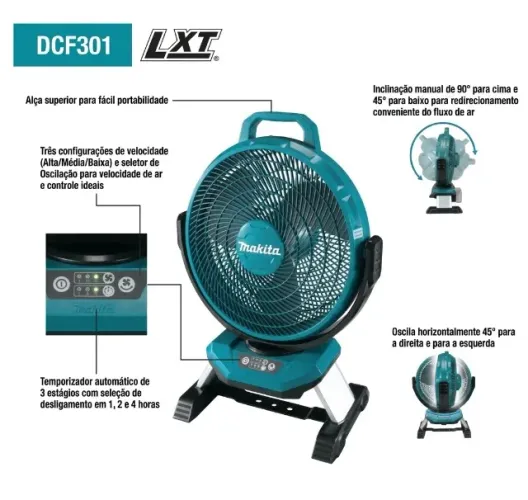 Ventilador Portátil Makita DCF301Z 18V LXT Grande - Novo