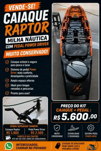 CAIAQUE RAPTOR MILHA NAUTICA COM PEDAL POWER DRIVER