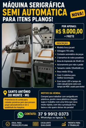 Maquina serigrafica plana elétrica semi automática