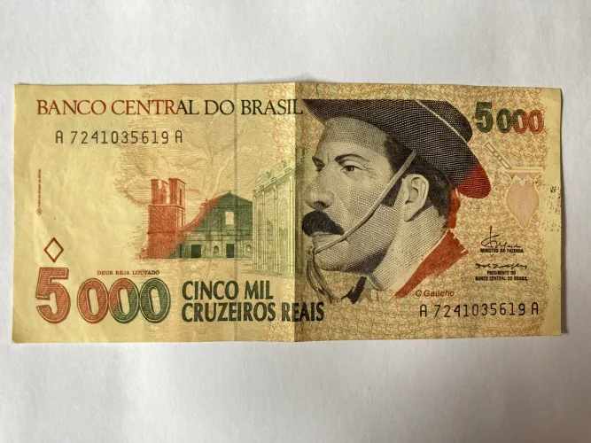 Cédula Antiga 5 Mil Cruzeiros Reais