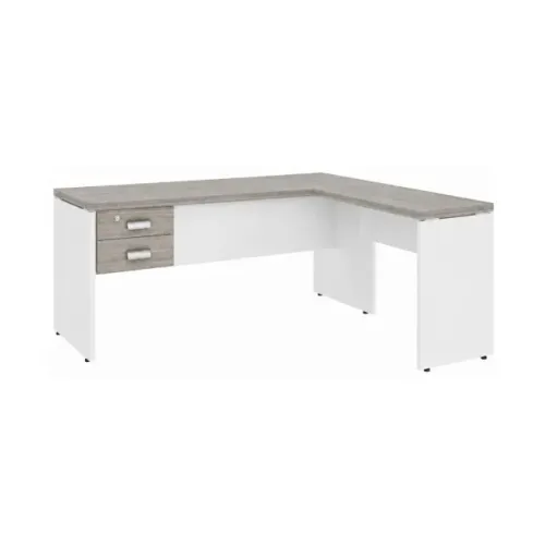 Mesa Em L Para Escritório Com Gaveteiro E Mesa Auxiliar Fresno Branco Premium 71108