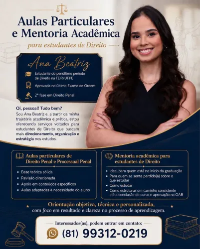 Aulas Particulares e Mentoria para Estudantes de Direito | Penal, Processo Penal e OAB