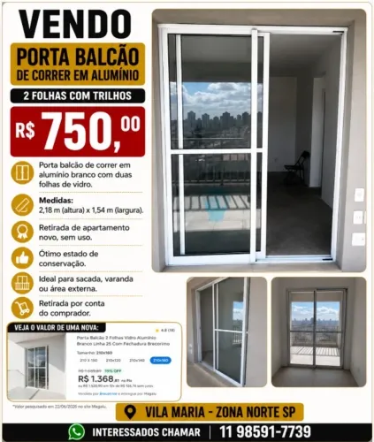 Porta de correr em alumínio