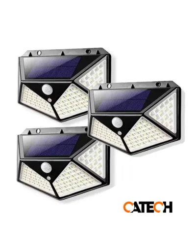 ? Kit com 3 Arandelas Solares LED 100 LEDs com Sensor de Presença