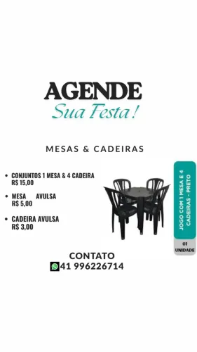 Locação mesas e cadeiras