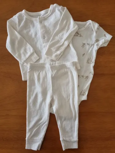 Conjunto com desenho de patinho da marca Carters tamanho 9 m