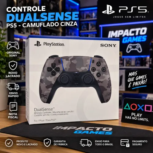 Controle PS5 DualSense Original Sony Camuflado Cinza - Novo Lacrado