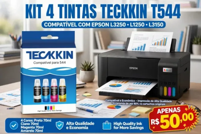 Kit 4 Tinta Para Epson Para T544 L3250 L1250 L3150 Colors