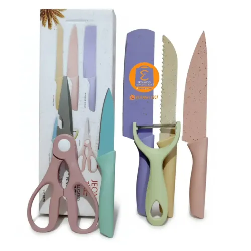 Conjunto 6 Facas Confeiteiro para Cozinha De Aço Colorido, Gourmet