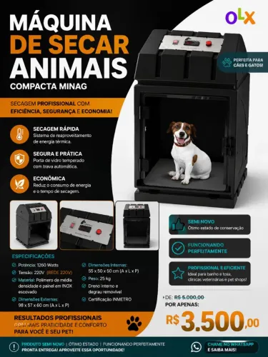 MINAG, Secadora compacta de animais, máquina de secar Pets