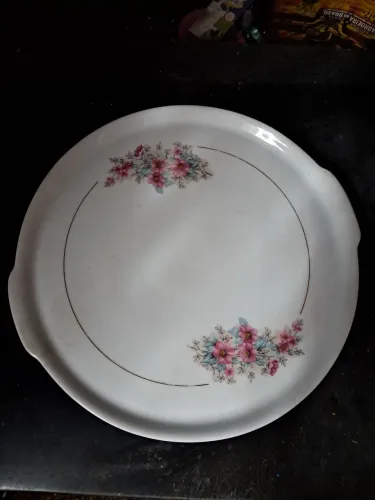 Prato De Bolo Antigo Com Alças Porcelana Renner - Vintage Anos 50/60