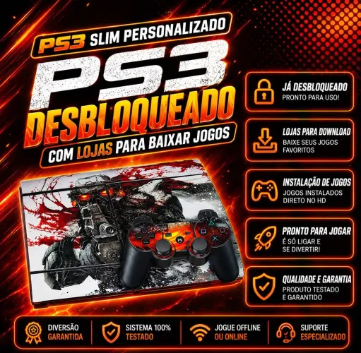Playstation 3 Super Slim semi novo (DESBLOQUEADO) personalizado