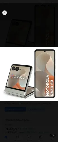 Motorola Razr 60 256gb 24gb (12gb Ram + 12gb Ram) tela dobrável 6,9 Poled e Externa 3,6