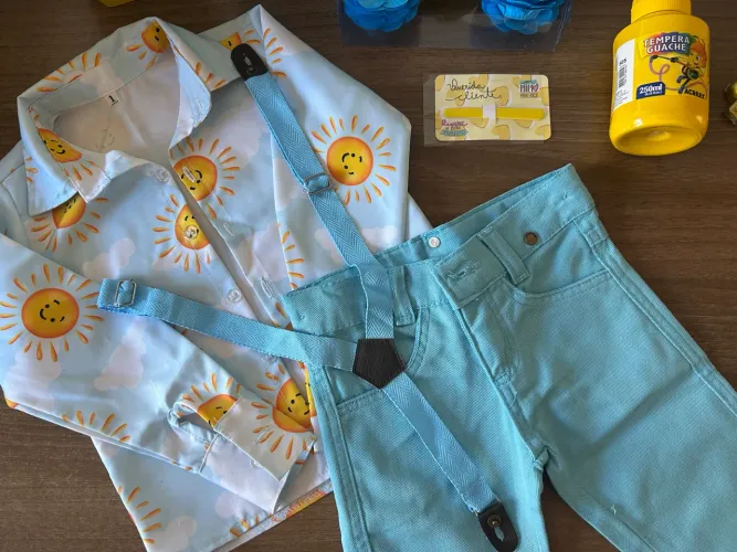 Kit Festa 1 Ano Tema Sol / Raio de Sol + Look Completo Tam 1 (Menino)