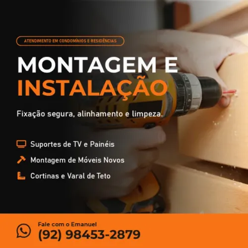 Montagem de Móveis, Suporte de TV, Cortinas, Varal de Teto e Instalações