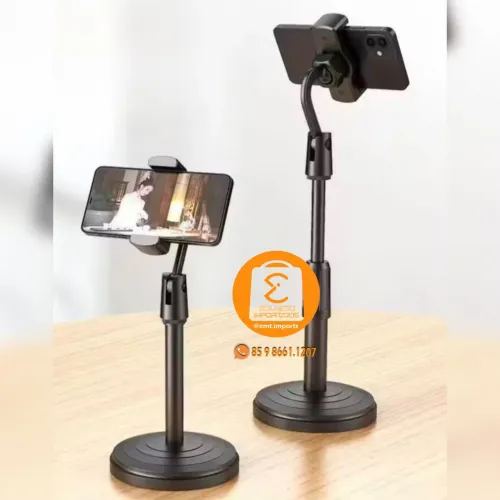 Suporte tripé de Mesa com mini Pedestal Ajustável 360º para Celular 