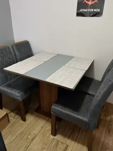 Conjunto Sala de Jantar Tampo de Vidro 4 Cadeiras Capri Madesa