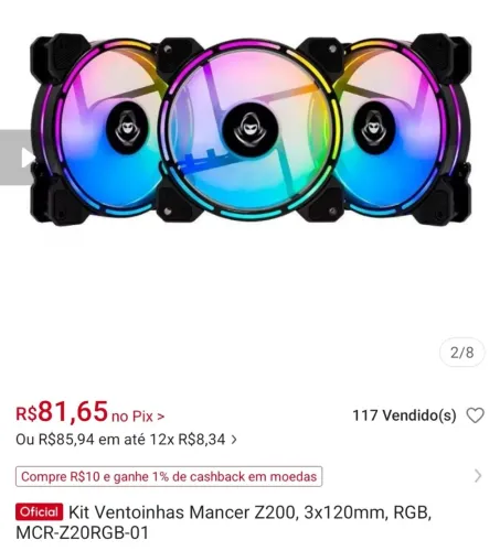 Kit fans Ventoinhas Mancer Z200, 3x120mm, RGB, MCR-Z20RGB-01