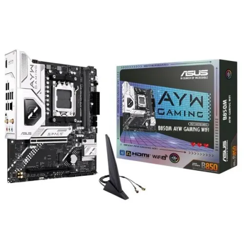 Placa-Mãe ASUS B850M AYW Gaming AM5 DDR5 Micro ATX Wi-Fi