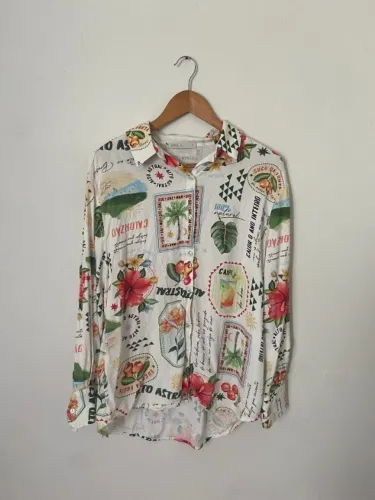 Camisa Viscose Estampa Tropical  - POOL- NOVO 