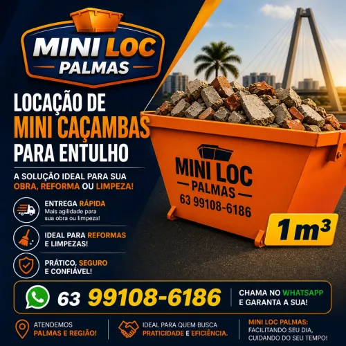 Locamos mini caçambas de entulho