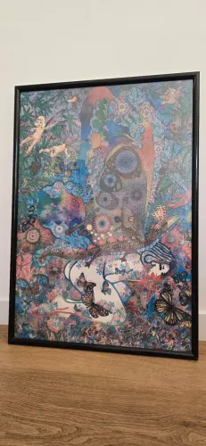 Quadro psicodelico 65 x 45cm, moldura já inclusa