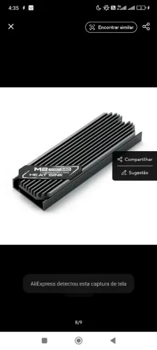 Dissipador SSD NVMe M.2 2280 com alumínio e thermal pad para resfriamento PC