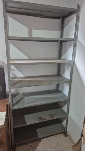 Kit de 2 Estantes Armário Prateleira de Aço 6 Bandejas Galvanizada Suporta 150kg 198cmx40