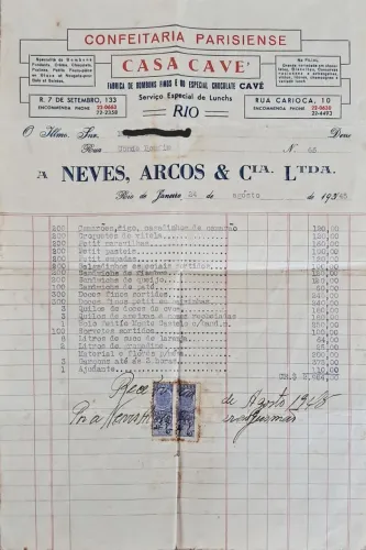 Recibo antigo 1945 - CASA CAVÉ.