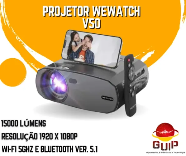 Projetor Wewatch V50 15.000 Lúmens 1080p Full Hd WiFi Bluetooth